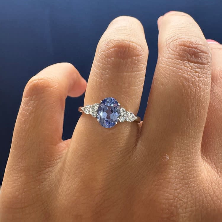 Lab cauliflower sapphire and diamond ring