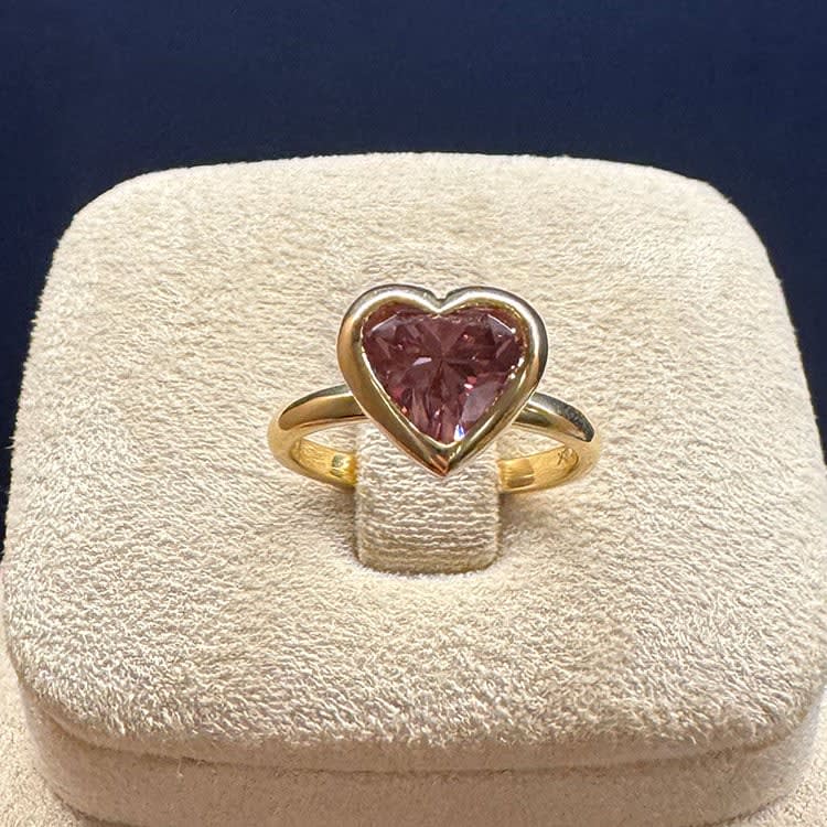 Pink lab diamond in heart shape