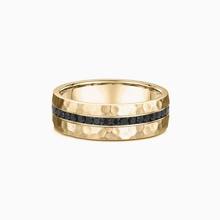 7mm black diamond ring in yellow gold