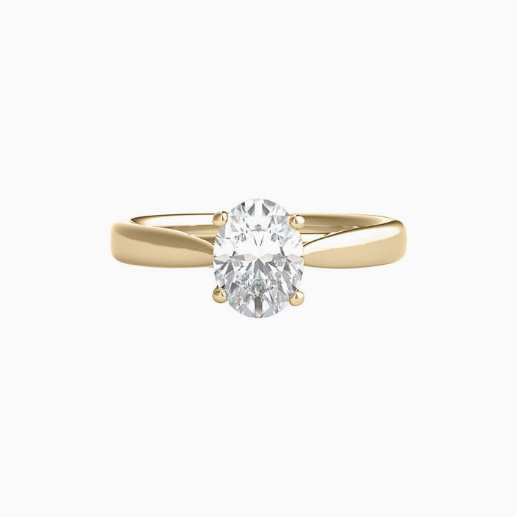 Oval solitaire Engagement ring on a plain band