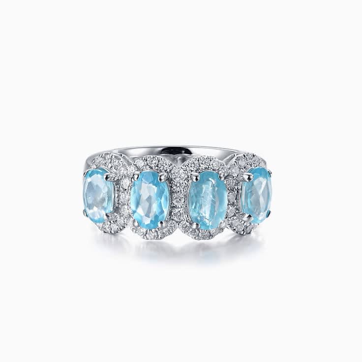 Blue Topaz Diamond Ring