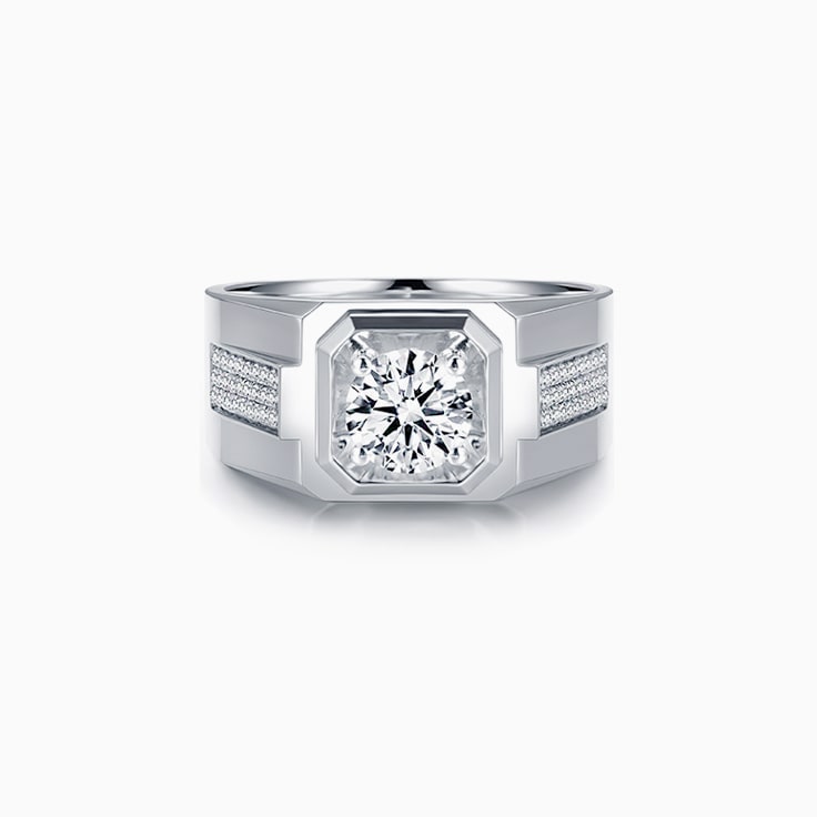 Mens Round Diamond Wedding Band