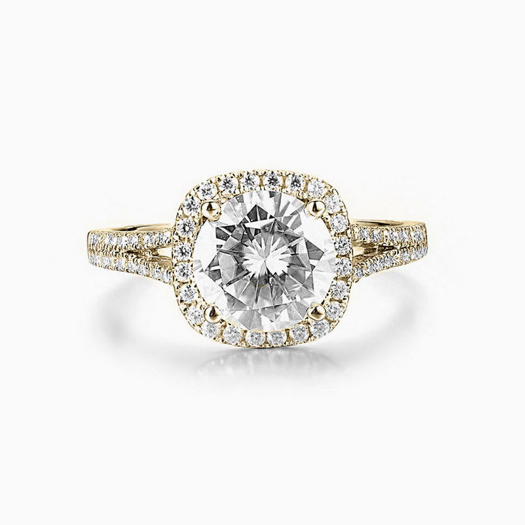 Round Diamond Halo Engagement Ring with a Split Band