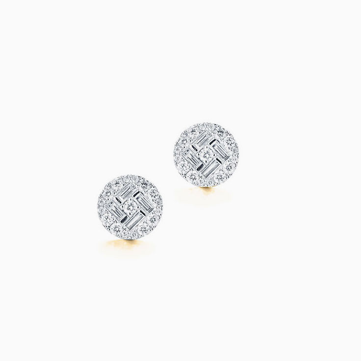 Baguette and Round Cluster Studs