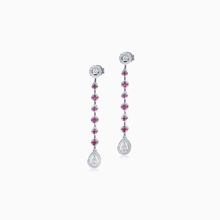 ruby and diamond drop earrings