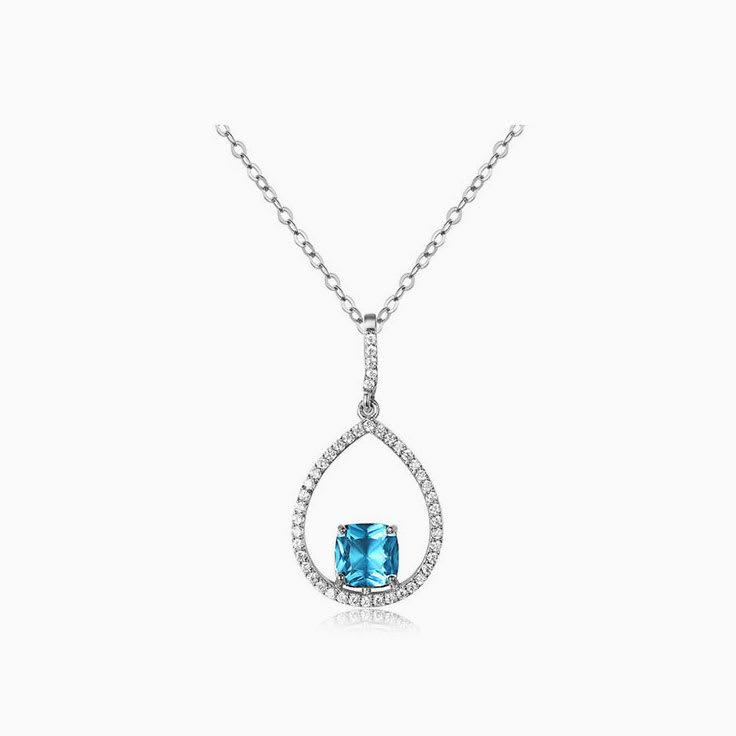Blue topaz and diamond necklace