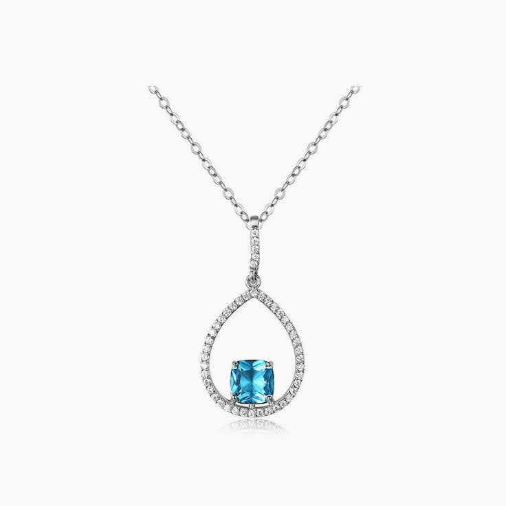 Blue topaz and diamond necklace