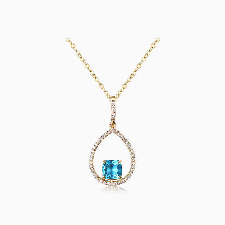 Blue topaz and diamond necklace