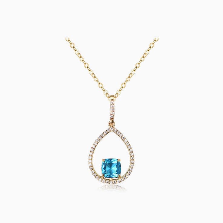 Blue topaz and diamond necklace