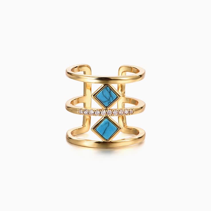 Gold Bar Cuff Ring