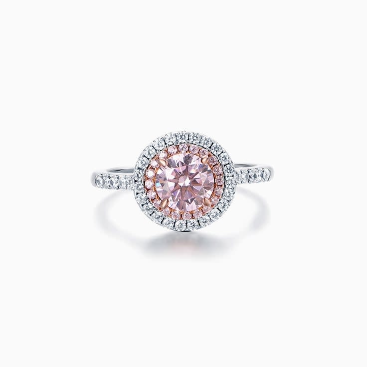 lab pink diamond with double halo