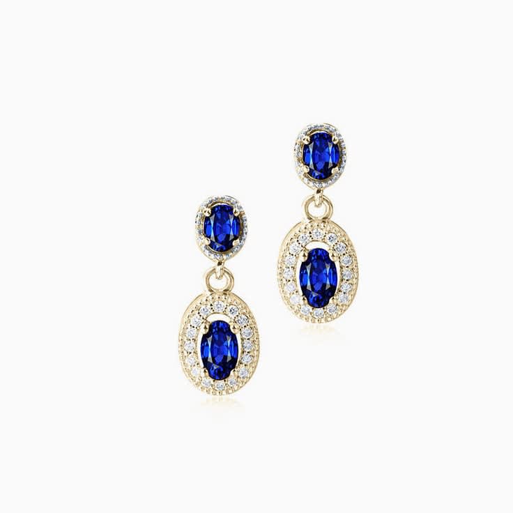 Oval Blue Australian Sapphire Drop Earrings