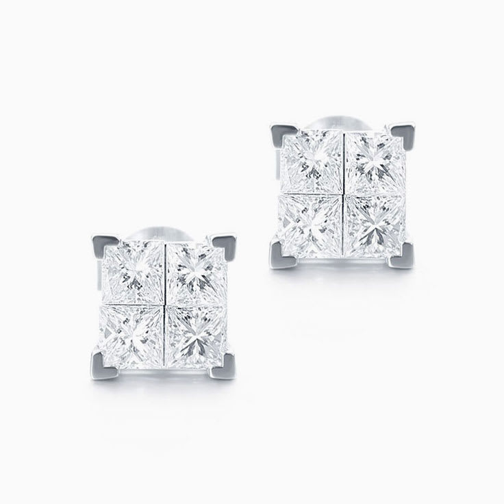 Princess cut diamond studs