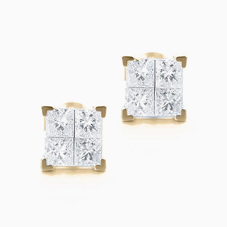 Princess cut diamond studs
