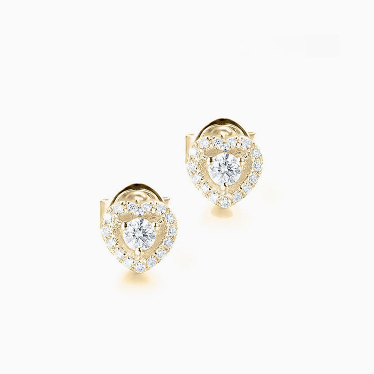 Heart Studs With Diamonds