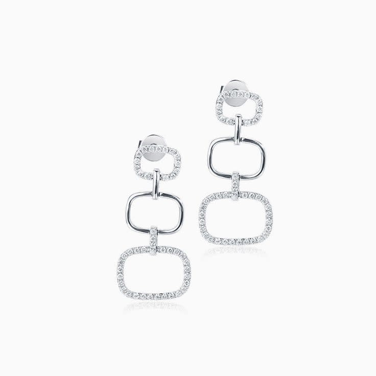 Rectangle Diamond Drop Earrings
