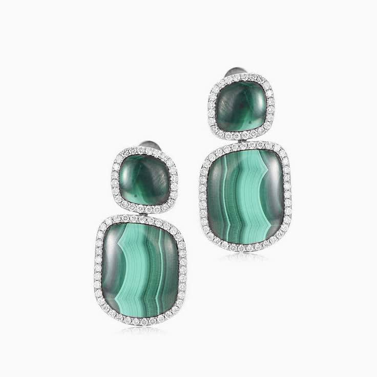 Malachite and Diamond Earrings