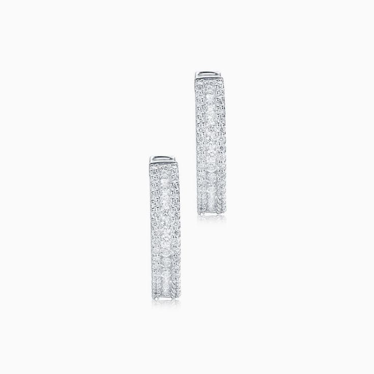 Round and Baguette Diamond hoops