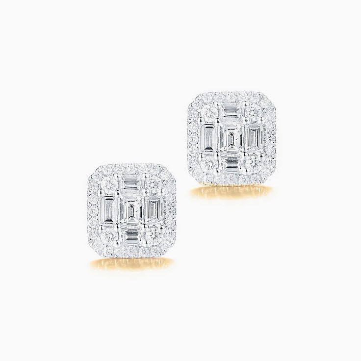 Emerald Shape diamond Studs