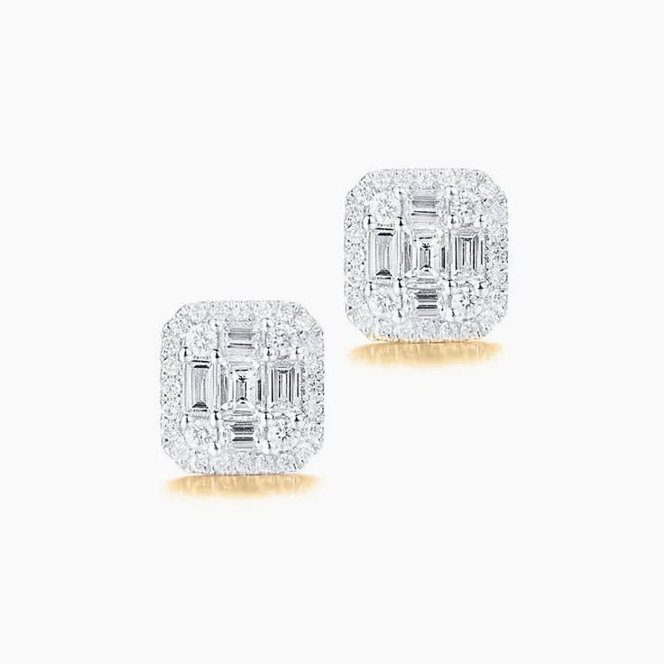 Emerald Shape diamond Studs
