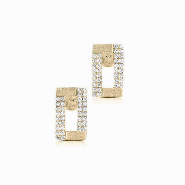 Rectangle Diamond Studs