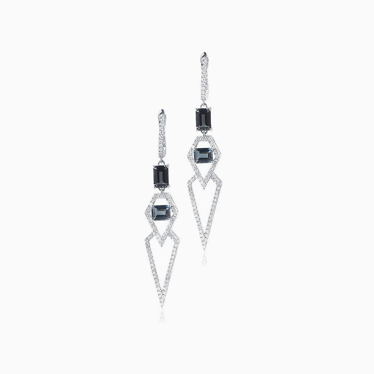 Emerald Cut London Blue topaz earrings