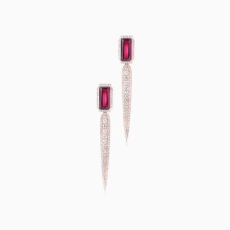 Rhodolite and Diamond Drop Earrings