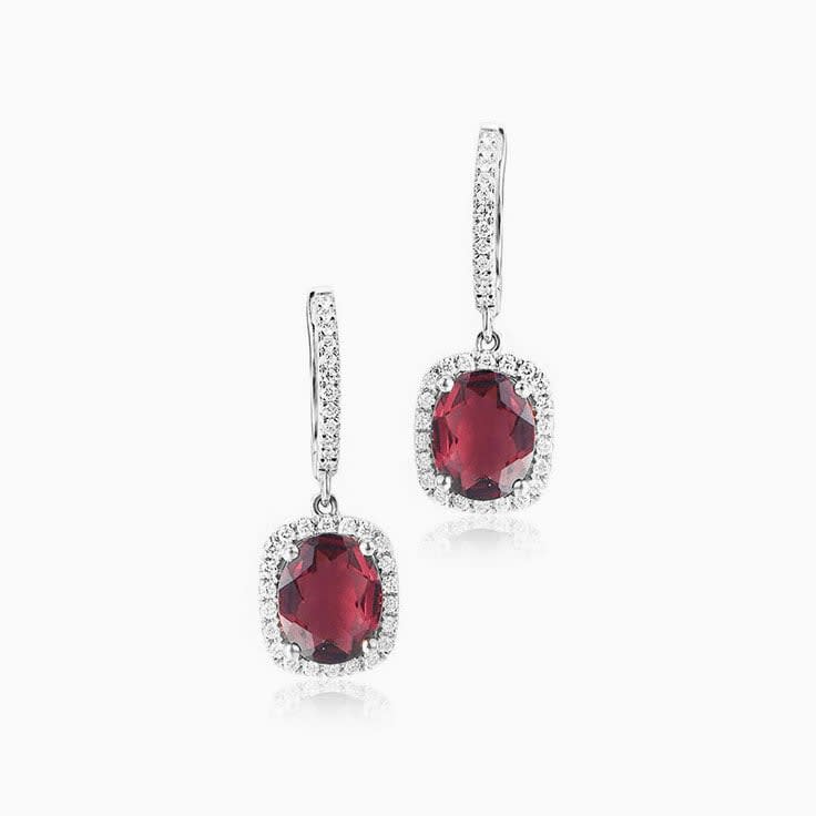 Rhodolite and Diamond Earrrings
