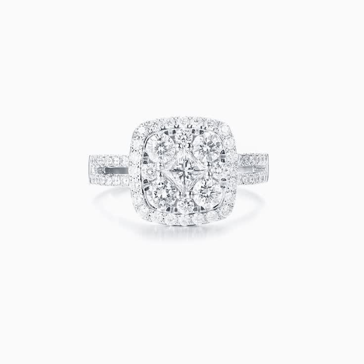 Cushion Cluster Diamond Ring