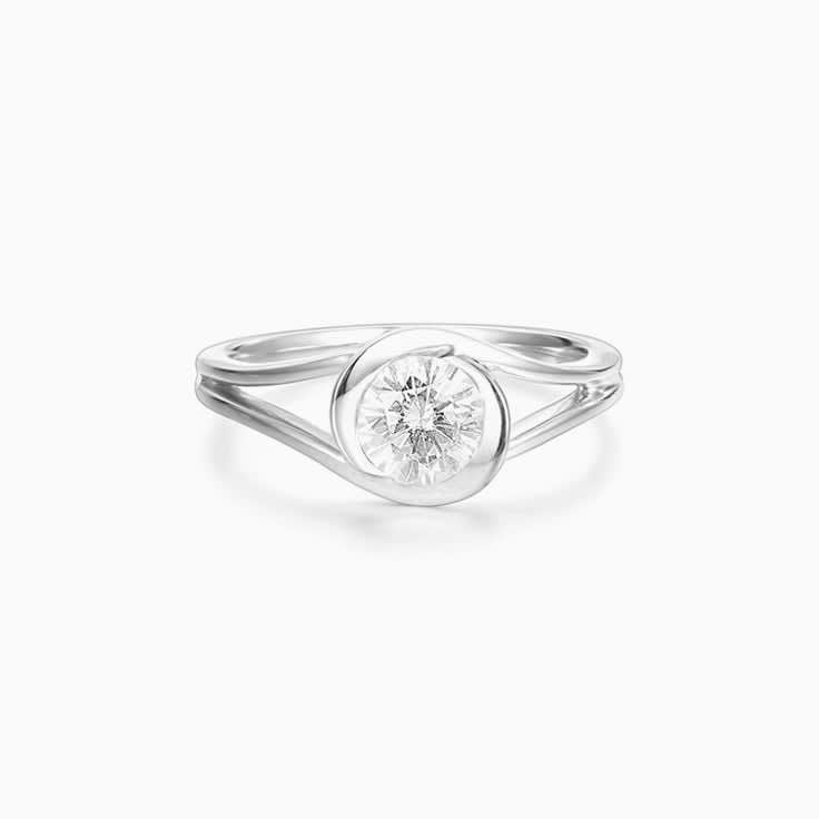 Two Tone Round Diamond Bezel set diamond Engagement Ring