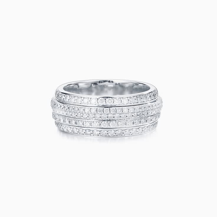 Five Row Pave Diamond Ring