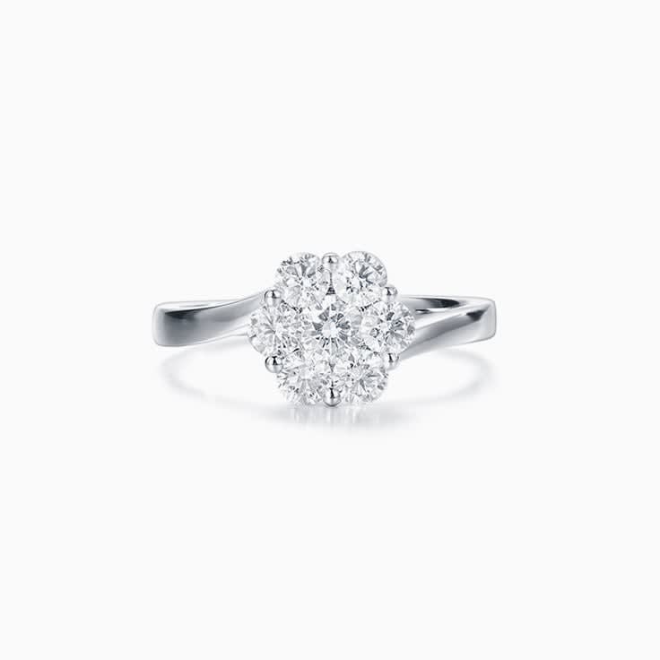 Round Diamond Floral Cluster Ring
