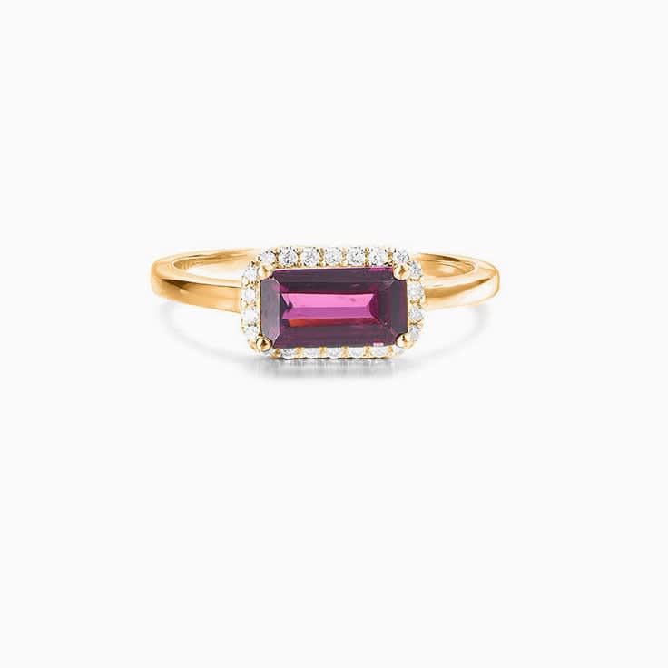 Rhodolite Garnet Halo Ring
