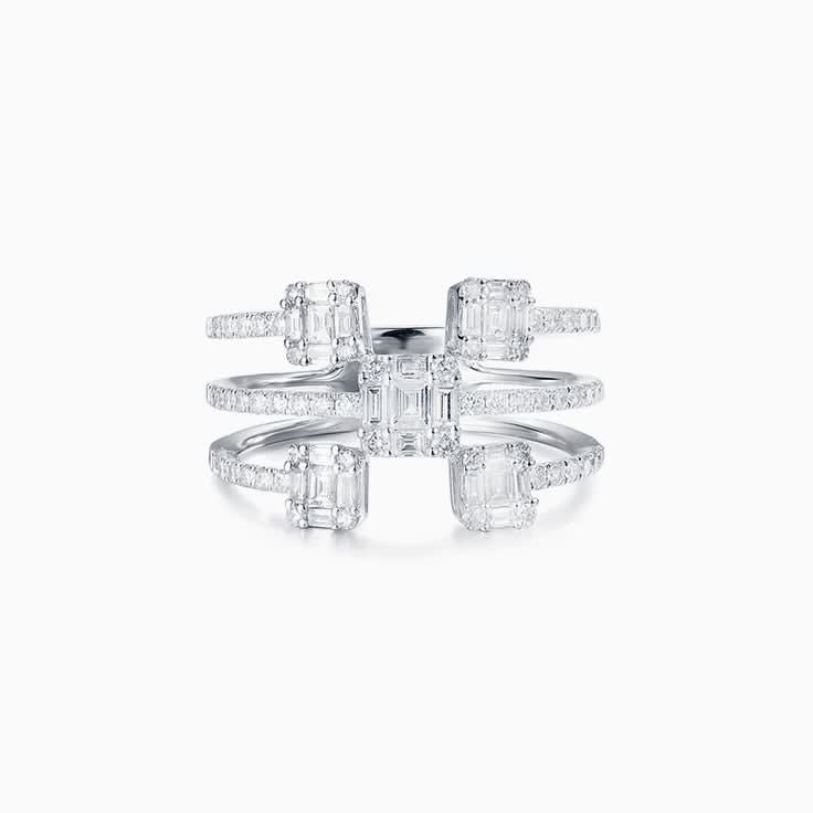 Three Band Baguette Cluster