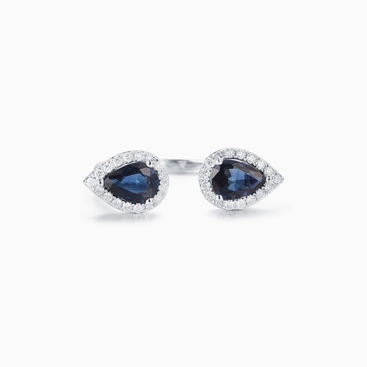 Pear Sapphire Cuff Rings