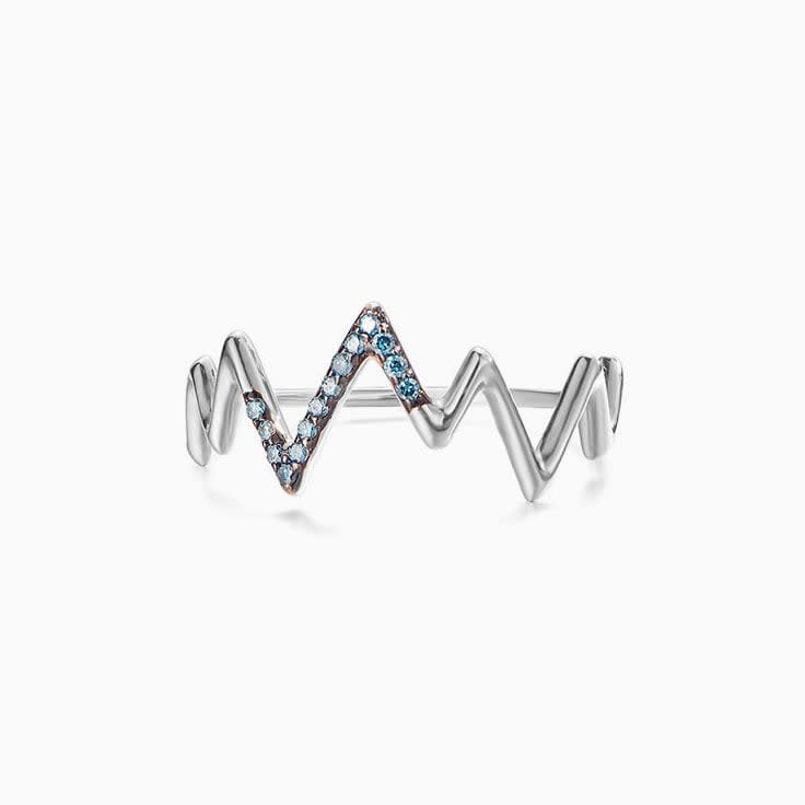 Zig Zag Blue diamond Ring