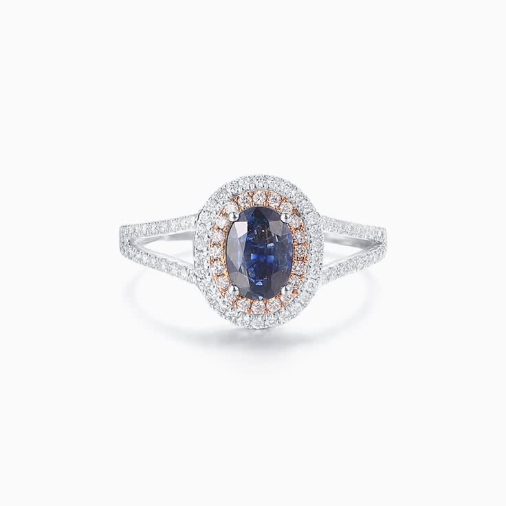 Blue Sapphire Double Halo Ring