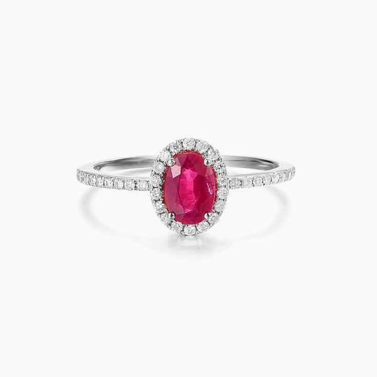 Ruby with Diamond Halo Ring