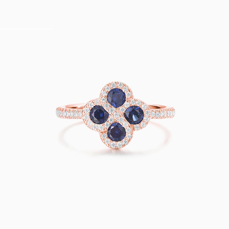 Blue Sapphire Floral Dress Ring