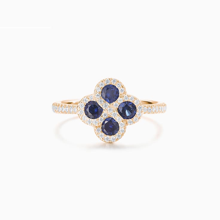 Blue Sapphire Floral Dress Ring