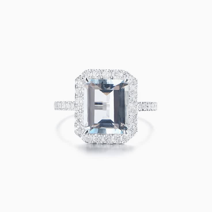 Aquamarine and Diamond Ring