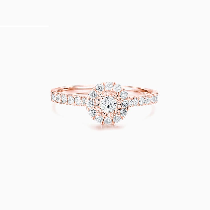 Round Diamond with a Halo Petite Engagement Ring