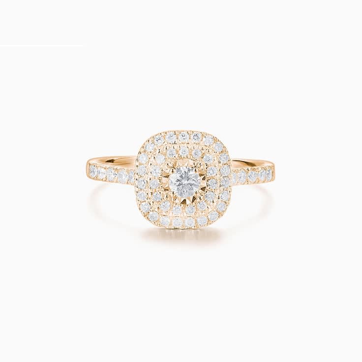 Round Brilliant cut with double cushion halo Engagement ring