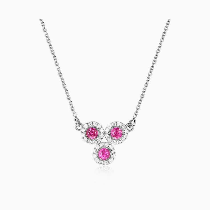 Round Ruby and diamond Necklace