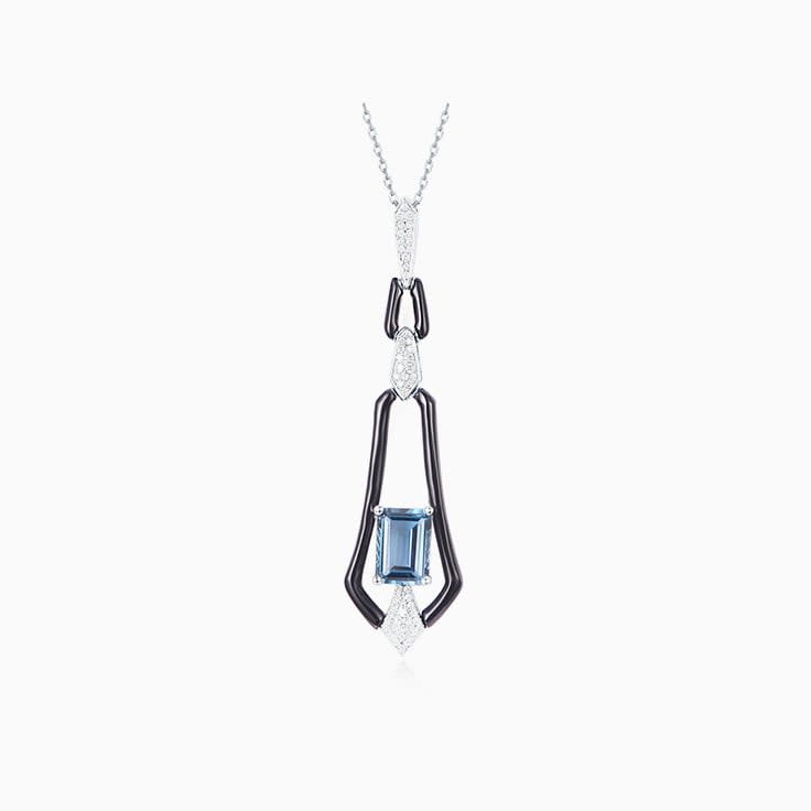 London Blue Topaz and Onyx Pendant