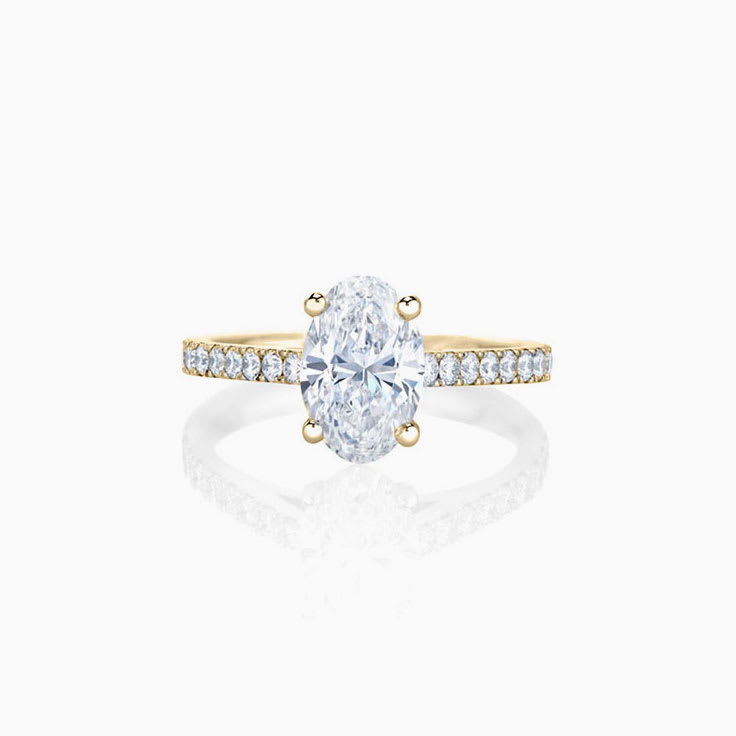 Oval cut engagment ring on a diamond band