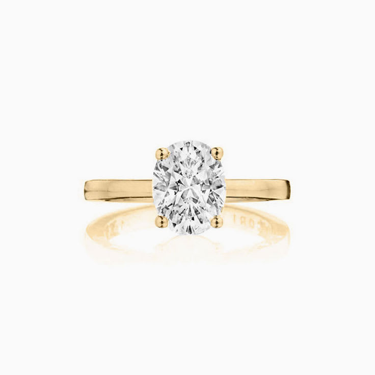 Oval Cut diamond engagement ring on a plain band