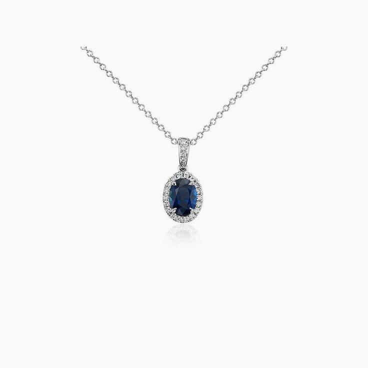 Oval Blue Sapphire Pendant