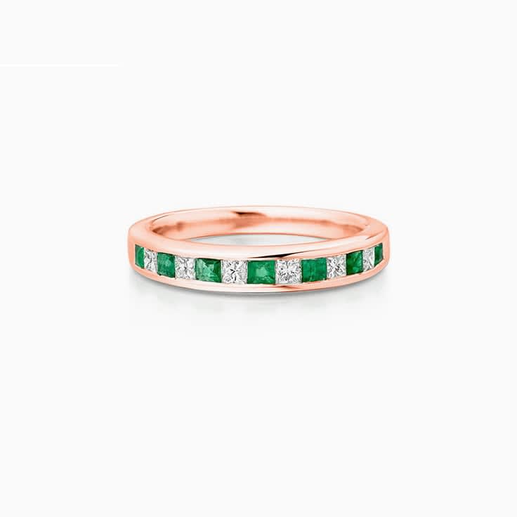 Green Emerald and Diamond Band