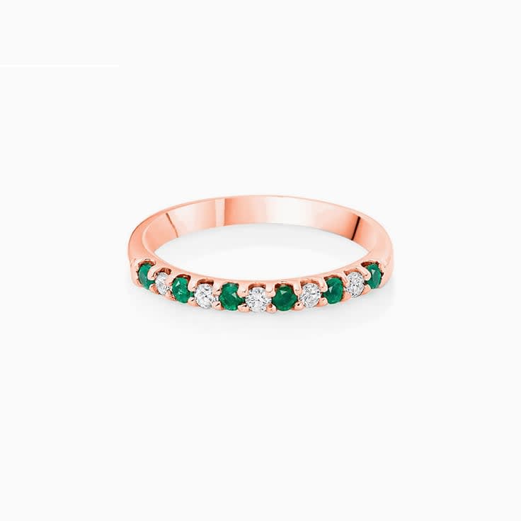 Green Emerald and Diamond Ring